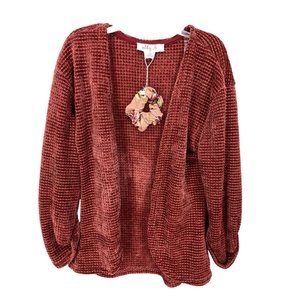 Ally‎ B Girls Size Large (14) Burgundy Cardigan With Hair Scrunchie NWT